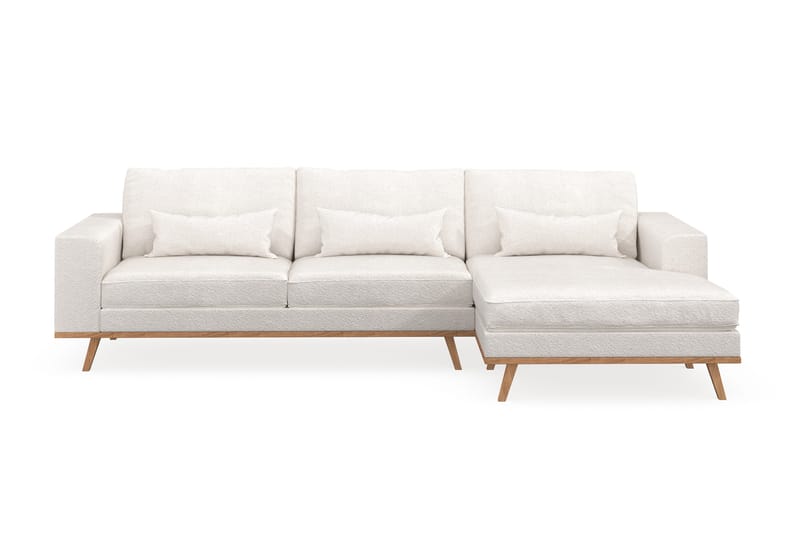 Copenhagen 4-sits Högervänd L-formad Divansoffa i Bouclé - Vit - Möbler - Soffa - Divansoffor & schäslongsoffa