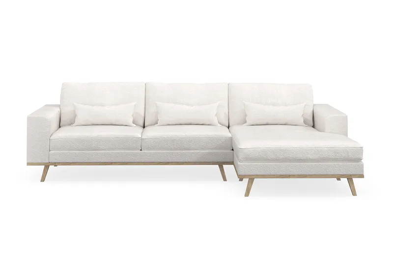 Copenhagen 4-sits Högervänd L-formad Divansoffa i Bouclé - Vit - Möbler - Soffa - Divansoffor & schäslongsoffa