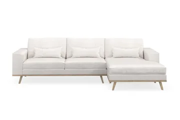 Copenhagen 4-sits Högervänd L-formad Divansoffa i Bouclé - Vit - Möbler - Soffa - Divansoffor & schäslongsoffa