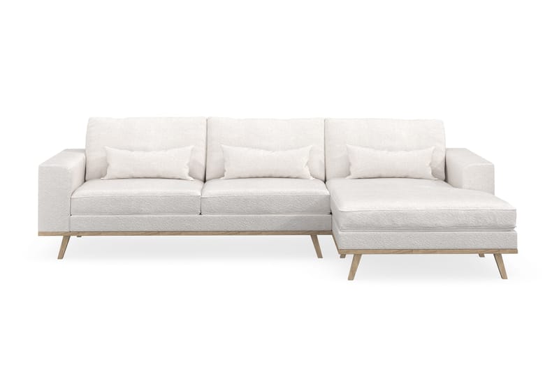 Copenhagen 4-sits Högervänd L-formad Divansoffa i Bouclé - Vit - Möbler - Soffa - Divansoffor & schäslongsoffa