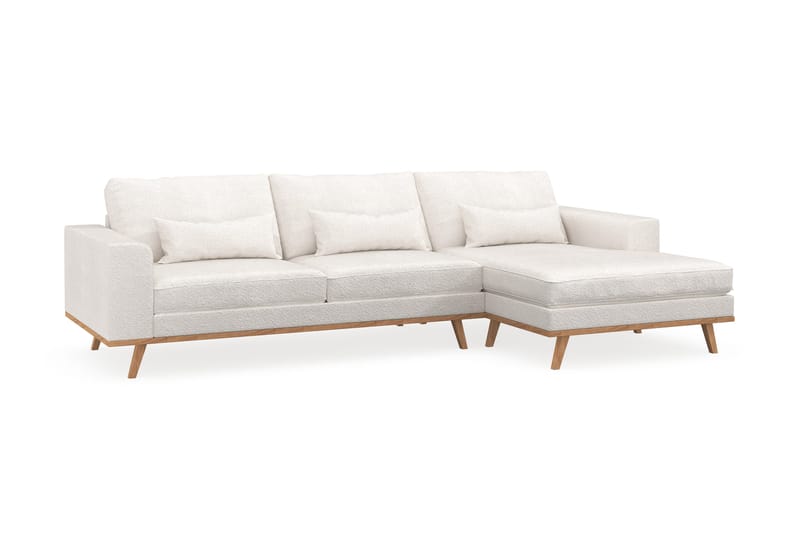 Copenhagen 4-sits Högervänd L-formad Divansoffa i Bouclé - Vit - Möbler - Soffa - Divansoffor & schäslongsoffa