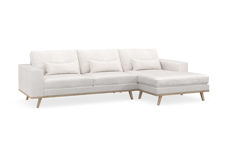 Copenhagen 4-sits Högervänd L-formad Divansoffa i Bouclé - Vit - Möbler - Soffa - Divansoffor & schäslongsoffa