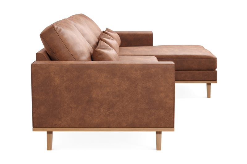 Copenhagen 4-sits Högervänd L-formad Divansoffa i Konstläder - Brun - Möbler - Soffa - Divansoffor & schäslongsoffa