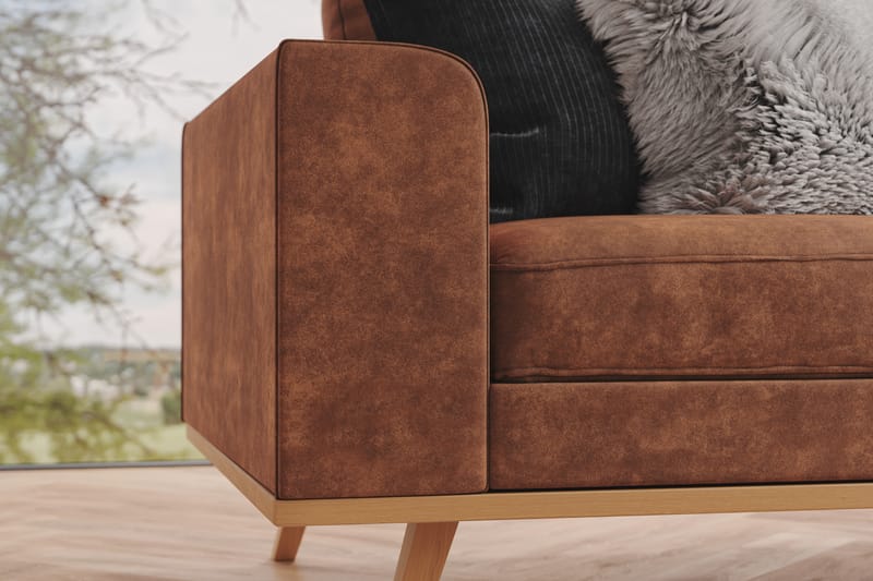 Copenhagen 4-sits Högervänd L-formad Divansoffa i Konstläder - Brun - Möbler - Soffa - Divansoffor & schäslongsoffa