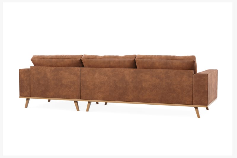 Copenhagen 4-sits Högervänd L-formad Divansoffa i Konstläder - Brun - Möbler - Soffa - Divansoffor & schäslongsoffa