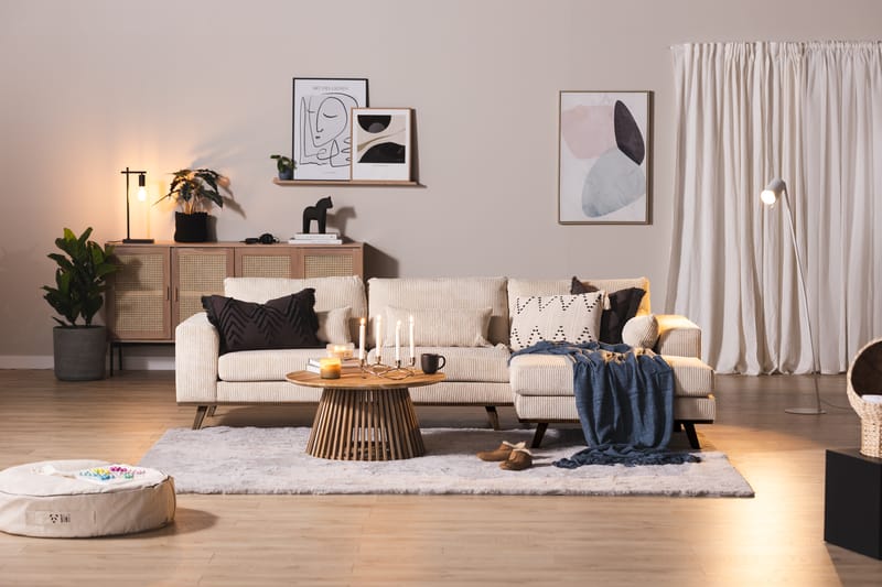 Copenhagen 4-sits Högervänd L-formad Divansoffa i Manchester - Beige - Möbler - Soffa - Divansoffor & schäslongsoffa