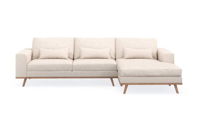 Copenhagen 4-sits Högervänd L-formad Divansoffa i Manchester - Beige - Möbler - Soffa - Divansoffor & schäslongsoffa