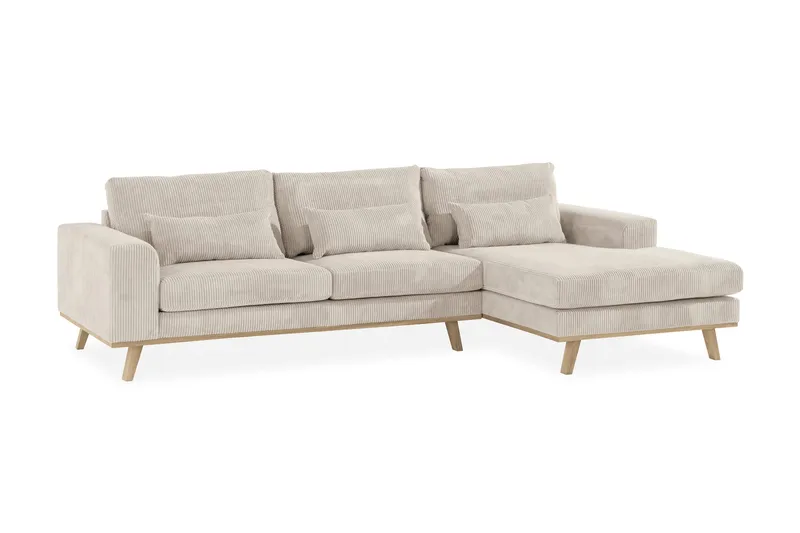 Copenhagen 4-sits Högervänd L-formad Divansoffa i Manchester - Beige - Möbler - Soffa - Divansoffor & schäslongsoffa