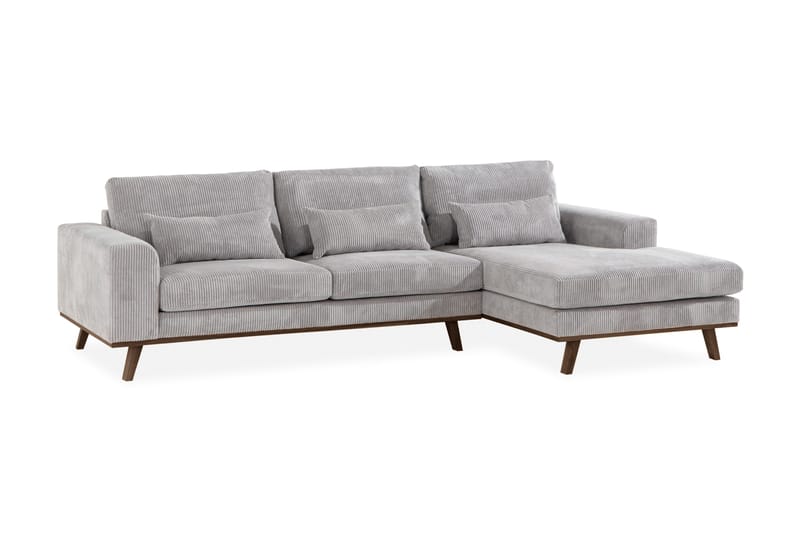 Copenhagen 4-sits Högervänd L-formad Divansoffa i Manchester - Ljusgrå - Möbler - Soffa - Divansoffor & schäslongsoffa