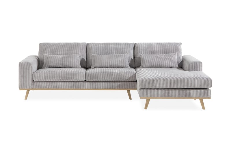 Copenhagen 4-sits Högervänd L-formad Divansoffa i Manchester - Ljusgrå - Möbler - Soffa - Divansoffor & schäslongsoffa