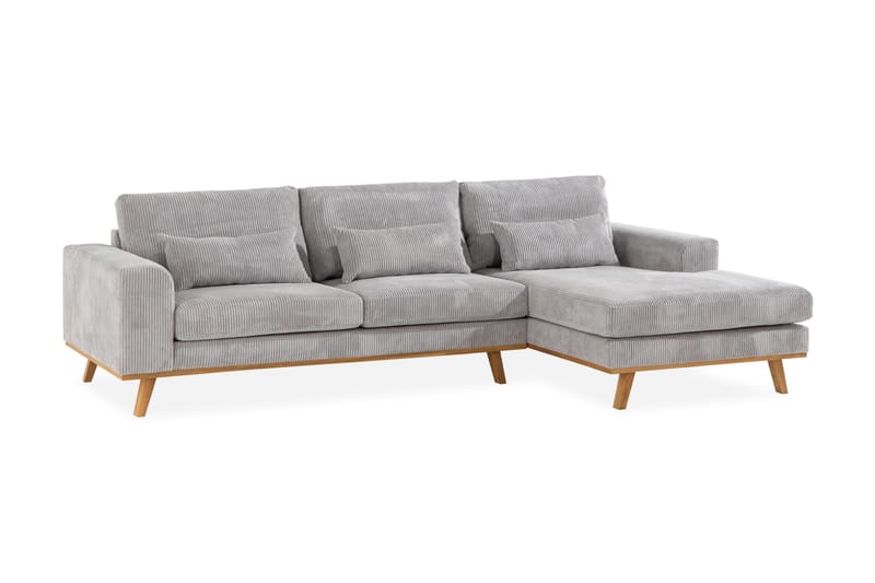 Copenhagen 4-sits Högervänd L-formad Divansoffa i Manchester - Ljusgrå - Möbler - Soffa - Divansoffor & schäslongsoffa