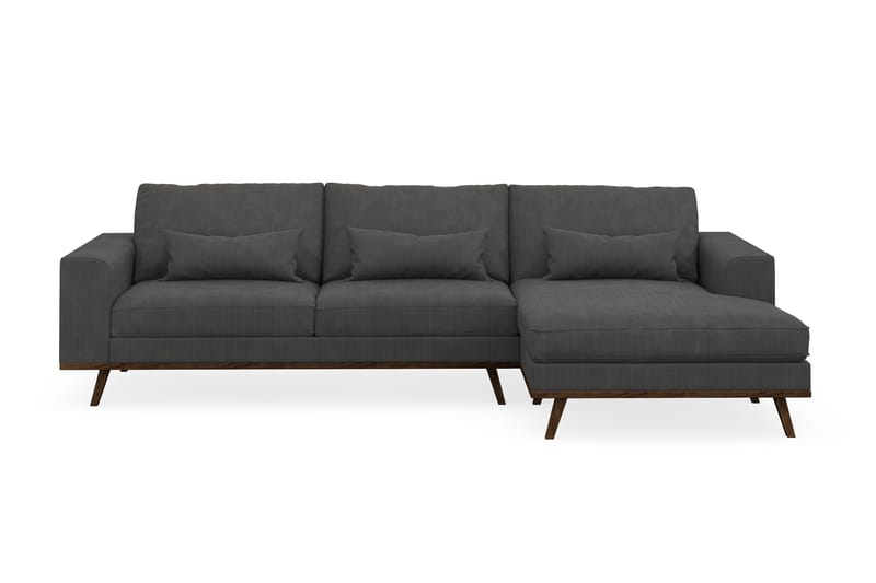 Copenhagen 4-sits Högervänd L-formad Divansoffa i Manchester - Mörkgrå - Möbler - Soffa - Divansoffor & schäslongsoffa