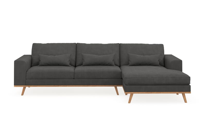 Copenhagen 4-sits Högervänd L-formad Divansoffa i Manchester - Mörkgrå - Möbler - Soffa - Divansoffor & schäslongsoffa