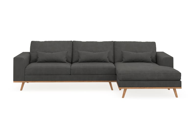 Copenhagen 4-sits Högervänd L-formad Divansoffa i Manchester - Mörkgrå - Möbler - Soffa - Divansoffor & schäslongsoffa
