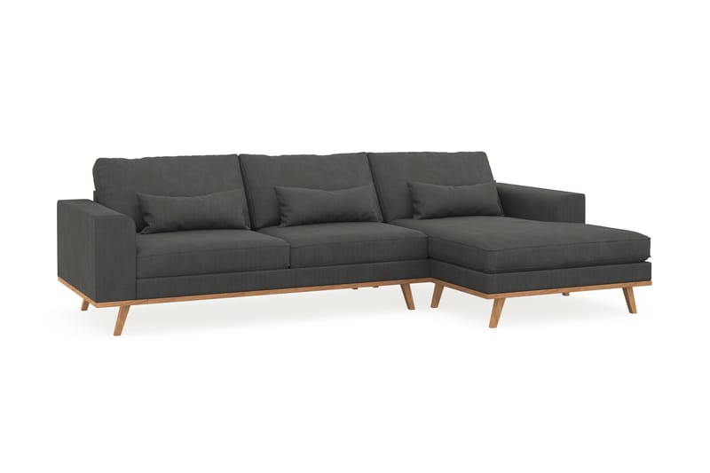 Copenhagen 4-sits Högervänd L-formad Divansoffa i Manchester - Mörkgrå - Möbler - Soffa - Divansoffor & schäslongsoffa
