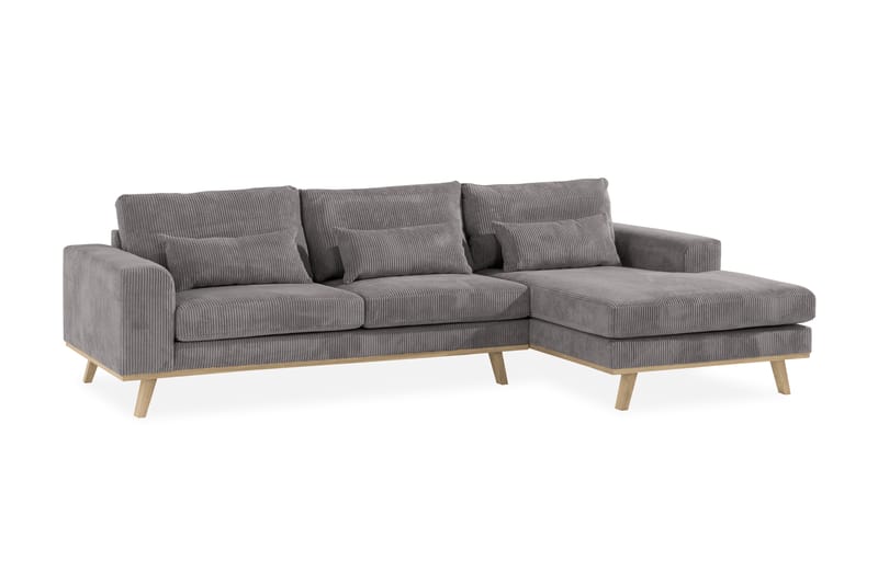 Copenhagen 4-sits Högervänd L-formad Divansoffa i Manchester - Mörkgrå - Möbler - Soffa - Divansoffor & schäslongsoffa