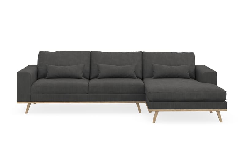 Copenhagen 4-sits Högervänd L-formad Divansoffa i Manchester - Mörkgrå - Möbler - Soffa - Divansoffor & schäslongsoffa