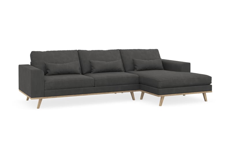 Copenhagen 4-sits Högervänd L-formad Divansoffa i Manchester - Mörkgrå - Möbler - Soffa - Divansoffor & schäslongsoffa