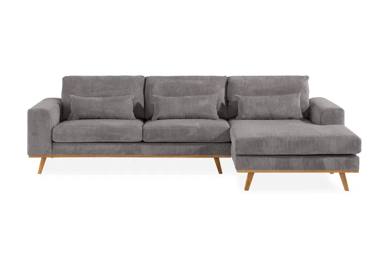 Copenhagen 4-sits Högervänd L-formad Divansoffa i Manchester - Mörkgrå - Möbler - Soffa - Divansoffor & schäslongsoffa