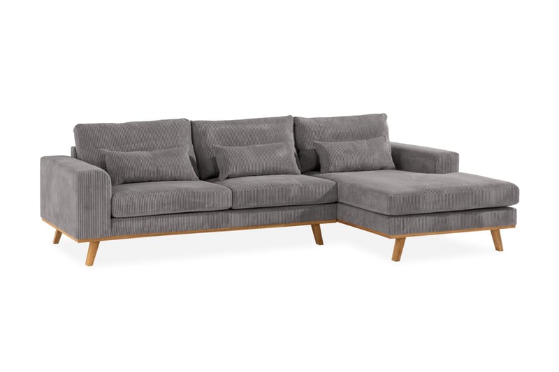 Copenhagen 4-sits Högervänd L-formad Divansoffa i Manchester - Mörkgrå - Möbler - Soffa - Divansoffor & schäslongsoffa