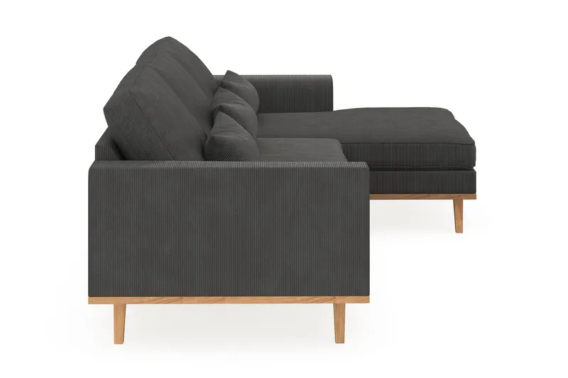 Copenhagen 4-sits Högervänd L-formad Divansoffa i Manchester - Mörkgrå - Möbler - Soffa - Divansoffor & schäslongsoffa