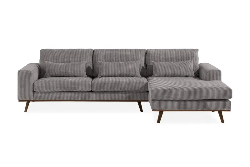 Copenhagen 4-sits Högervänd L-formad Divansoffa i Manchester - Mörkgrå - Möbler - Soffa - Divansoffor & schäslongsoffa