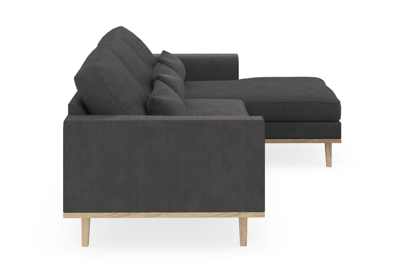 Copenhagen 4-sits Högervänd L-formad Divansoffa i Manchester - Mörkgrå - Möbler - Soffa - Divansoffor & schäslongsoffa