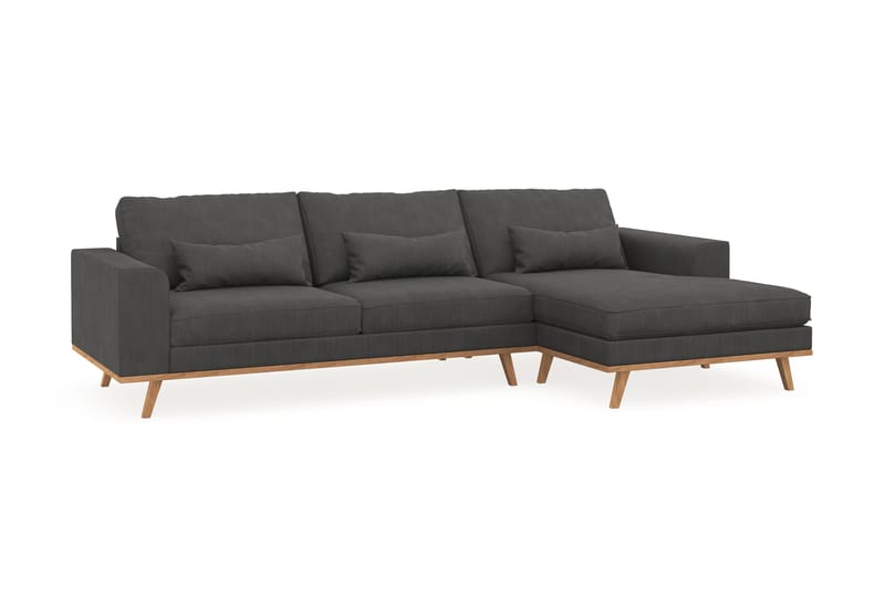 Copenhagen 4-sits Högervänd L-formad Divansoffa i Manchester - Mörkgrå - Möbler - Soffa - Divansoffor & schäslongsoffa