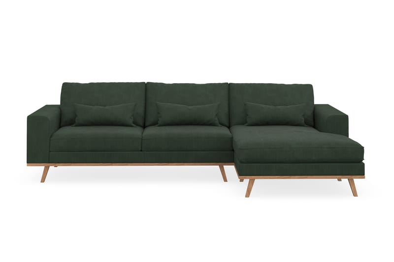 Copenhagen 4-sits Högervänd L-formad Divansoffa i Manchester - Mörkgrön - Möbler - Soffa - Divansoffor & schäslongsoffa