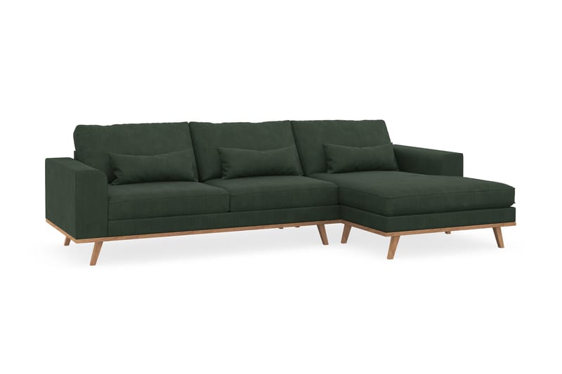 Copenhagen 4-sits Högervänd L-formad Divansoffa i Manchester - Mörkgrön - Möbler - Soffa - Divansoffor & schäslongsoffa