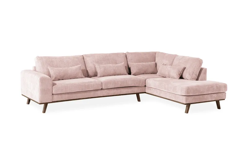 Copenhagen 4-sits Högervänd L-formad Divansoffa i Manchester - Rosa - Möbler - Soffa - Divansoffor & schäslongsoffa