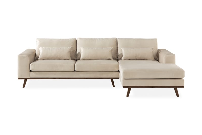 Copenhagen 4-sits Högervänd L-formad Divansoffa i Sammet - Beige - Möbler - Soffa - Divansoffor & schäslongsoffa