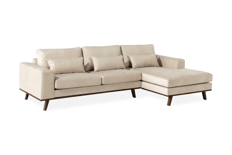 Copenhagen 4-sits Högervänd L-formad Divansoffa i Sammet - Beige - Möbler - Soffa - Divansoffor & schäslongsoffa