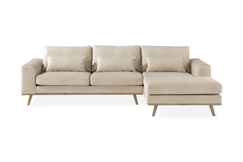 Copenhagen 4-sits Högervänd L-formad Divansoffa i Sammet - Beige - Möbler - Soffa - Divansoffor & schäslongsoffa