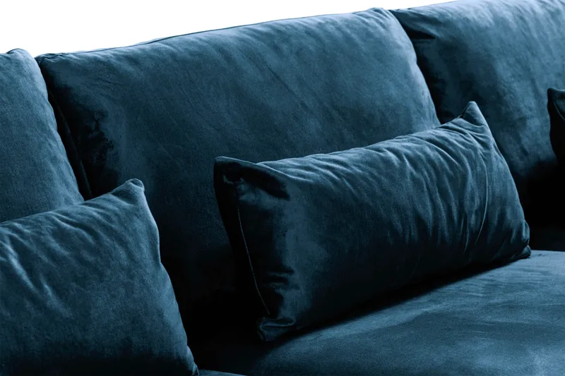 Copenhagen 4-sits Högervänd L-formad Divansoffa i Sammet - Blå - Möbler - Soffa - Divansoffor & schäslongsoffa