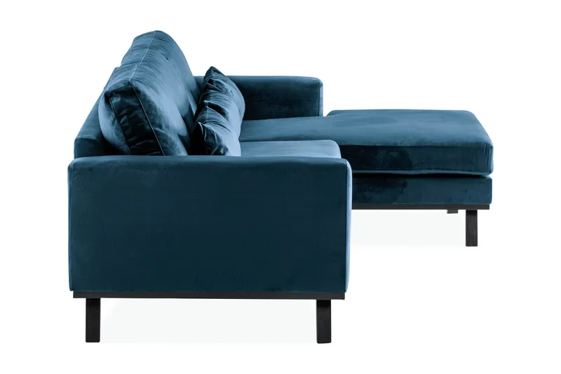 Copenhagen 4-sits Högervänd L-formad Divansoffa i Sammet - Blå - Möbler - Soffa - Divansoffor & schäslongsoffa