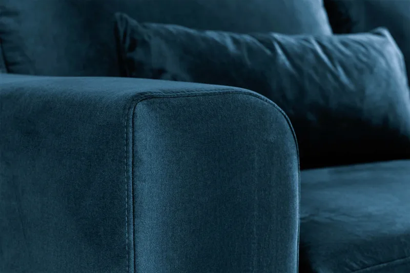 Copenhagen 4-sits Högervänd L-formad Divansoffa i Sammet - Blå - Möbler - Soffa - Divansoffor & schäslongsoffa