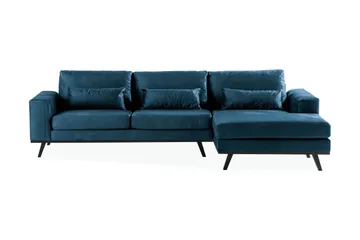 Copenhagen 4-sits Högervänd L-formad Divansoffa i Sammet - Blå - Möbler - Soffa - Divansoffor & schäslongsoffa