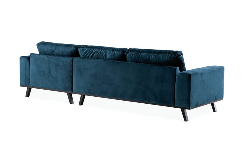 Copenhagen 4-sits Högervänd L-formad Divansoffa i Sammet - Blå - Möbler - Soffa - Divansoffor & schäslongsoffa