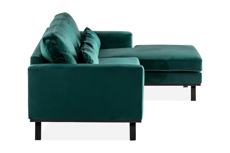 Copenhagen 4-sits Högervänd L-formad Divansoffa i Sammet - Grön - Möbler - Soffa - Divansoffor & schäslongsoffa