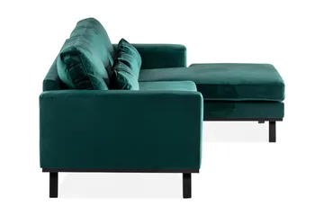 Copenhagen 4-sits Högervänd L-formad Divansoffa i Sammet - Grön - Möbler - Soffa - Divansoffor & schäslongsoffa