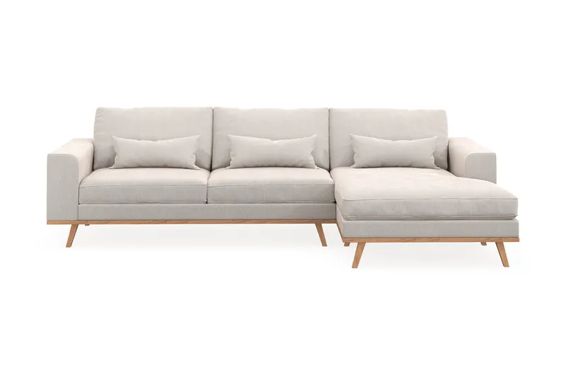 Copenhagen 4-sits Högervänd L-formad Divansoffa i Sammet - Krämvit - Möbler - Soffa - Divansoffor & schäslongsoffa