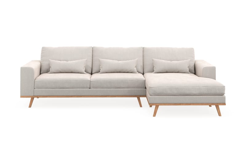 Copenhagen 4-sits Högervänd L-formad Divansoffa i Sammet - Krämvit - Möbler - Soffa - Divansoffor & schäslongsoffa