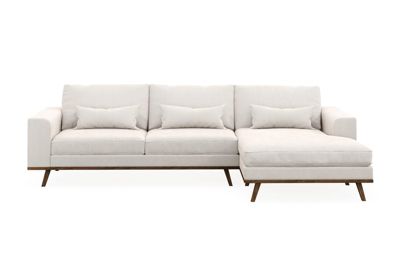 Copenhagen 4-sits Högervänd L-formad Divansoffa i Sammet - Krämvit - Möbler - Soffa - Divansoffor & schäslongsoffa