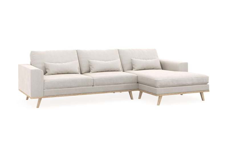 Copenhagen 4-sits Högervänd L-formad Divansoffa i Sammet - Krämvit - Möbler - Soffa - Divansoffor & schäslongsoffa