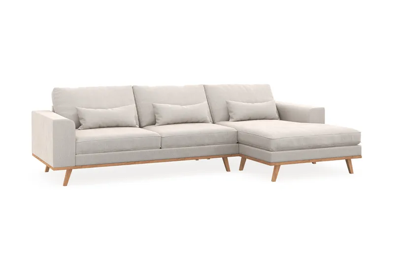 Copenhagen 4-sits Högervänd L-formad Divansoffa i Sammet - Krämvit - Möbler - Soffa - Divansoffor & schäslongsoffa