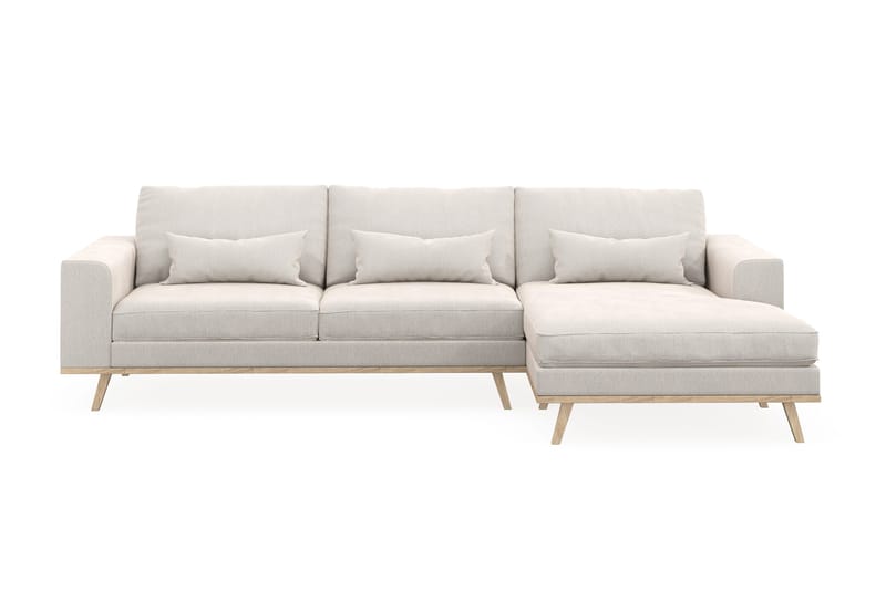 Copenhagen 4-sits Högervänd L-formad Divansoffa i Sammet - Krämvit - Möbler - Soffa - Divansoffor & schäslongsoffa