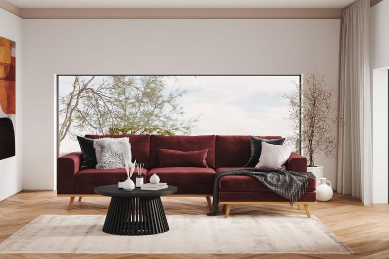 Copenhagen 4-sits Högervänd L-formad Divansoffa i Sammet - Lila - Möbler - Soffa - Divansoffor & schäslongsoffa