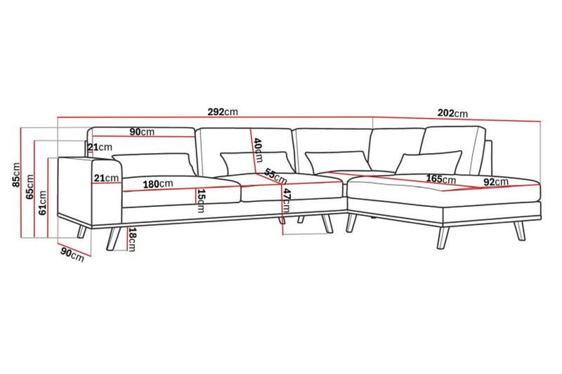 Copenhagen 4-sits Högervänd L-formad Divansoffa i Sammet - Lila - Möbler - Soffa - Divansoffor & schäslongsoffa