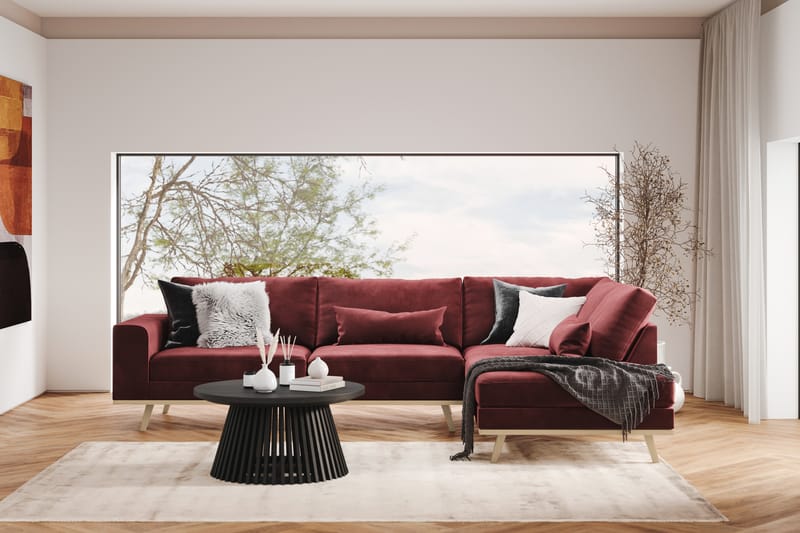 Copenhagen 4-sits Högervänd L-formad Divansoffa i Sammet - Lila - Möbler - Soffa - Divansoffor & schäslongsoffa